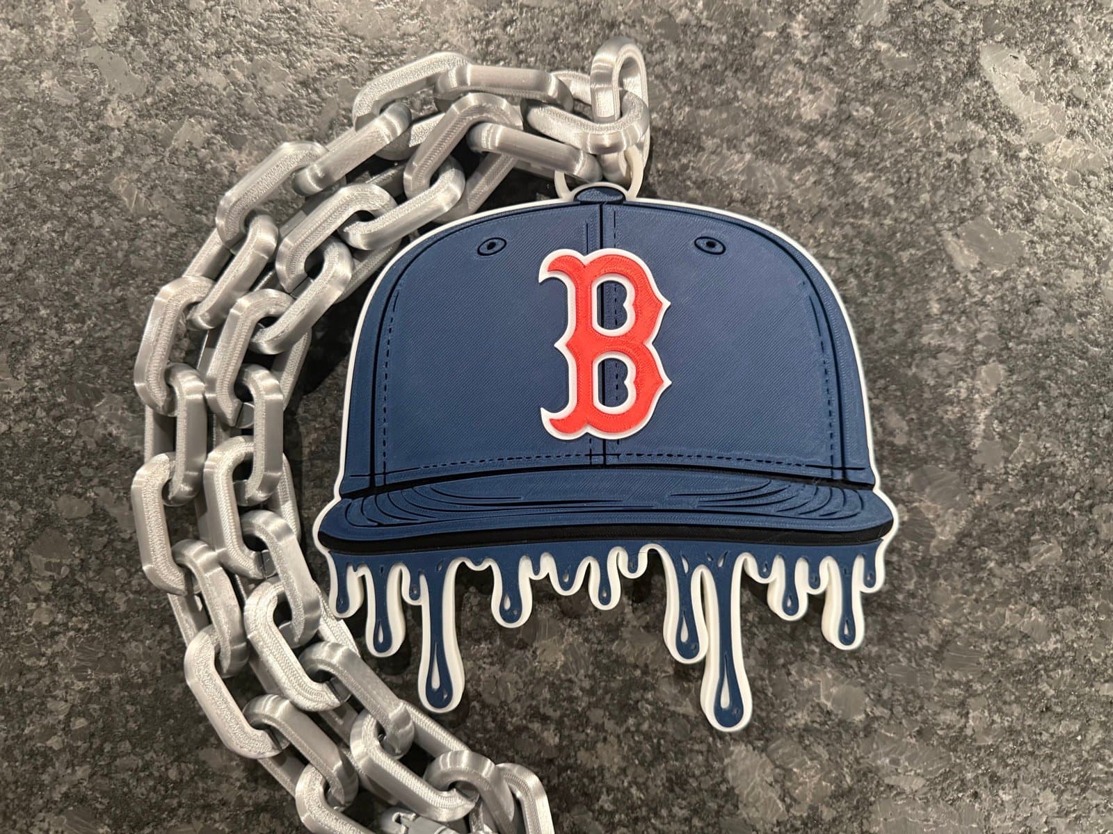 Boston Red Sox drip style baseball cap hype chain necklace! Unique fan item - Image 1
