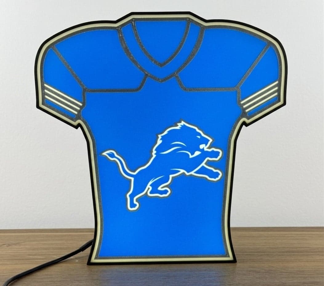 Detroit Lions Jersey style LED light box! Great on a desk or shelf! - Image 1