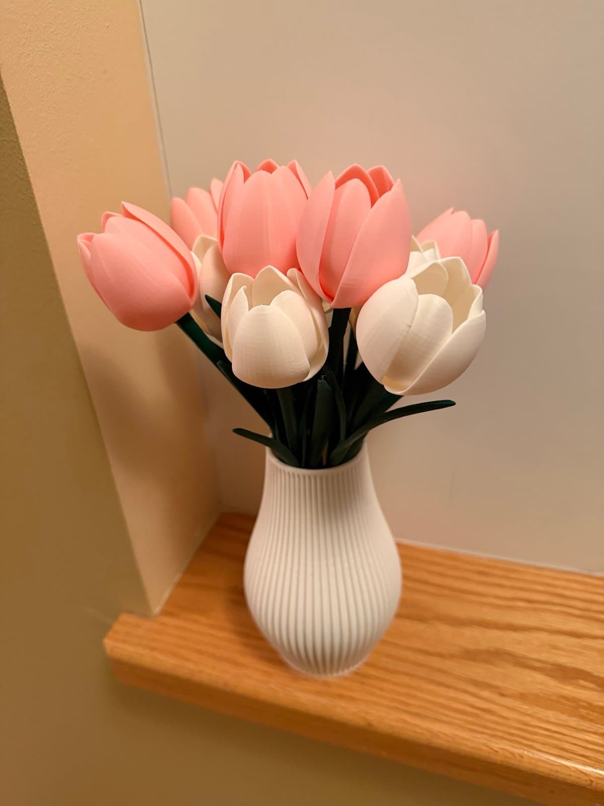3D printed vase and a dozen tulips flowers - you customize your colors! - Image 1