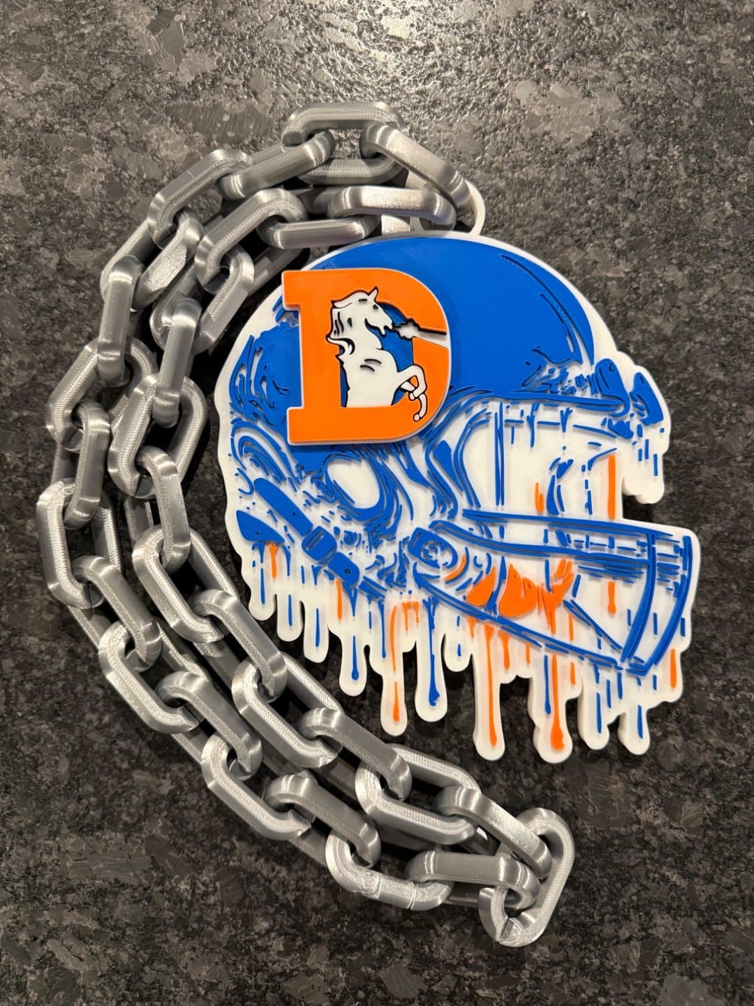 Denver Broncos Retro Helmet Drip Hype Chain neckless - Image 1