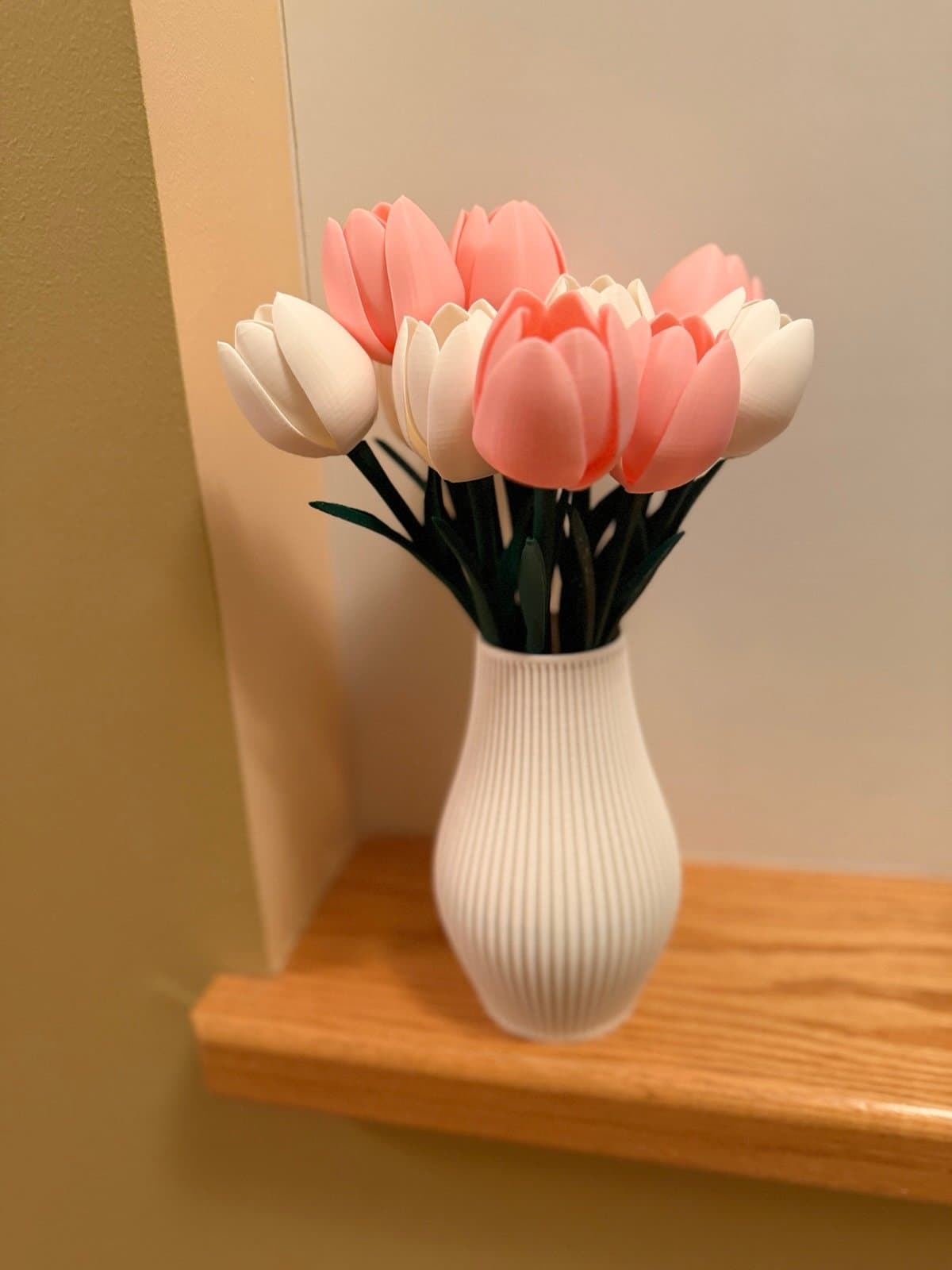 3D printed vase and a dozen tulips flowers - you customize your colors! - Thumbnail 3