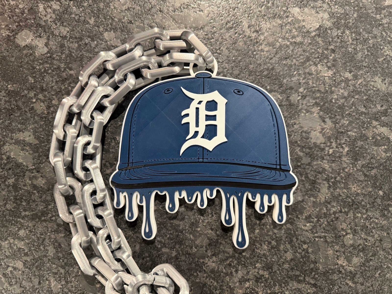 Detroit Tigers Drip Baseball Cap Hype Chain necklace. Unique fan item - Image 1