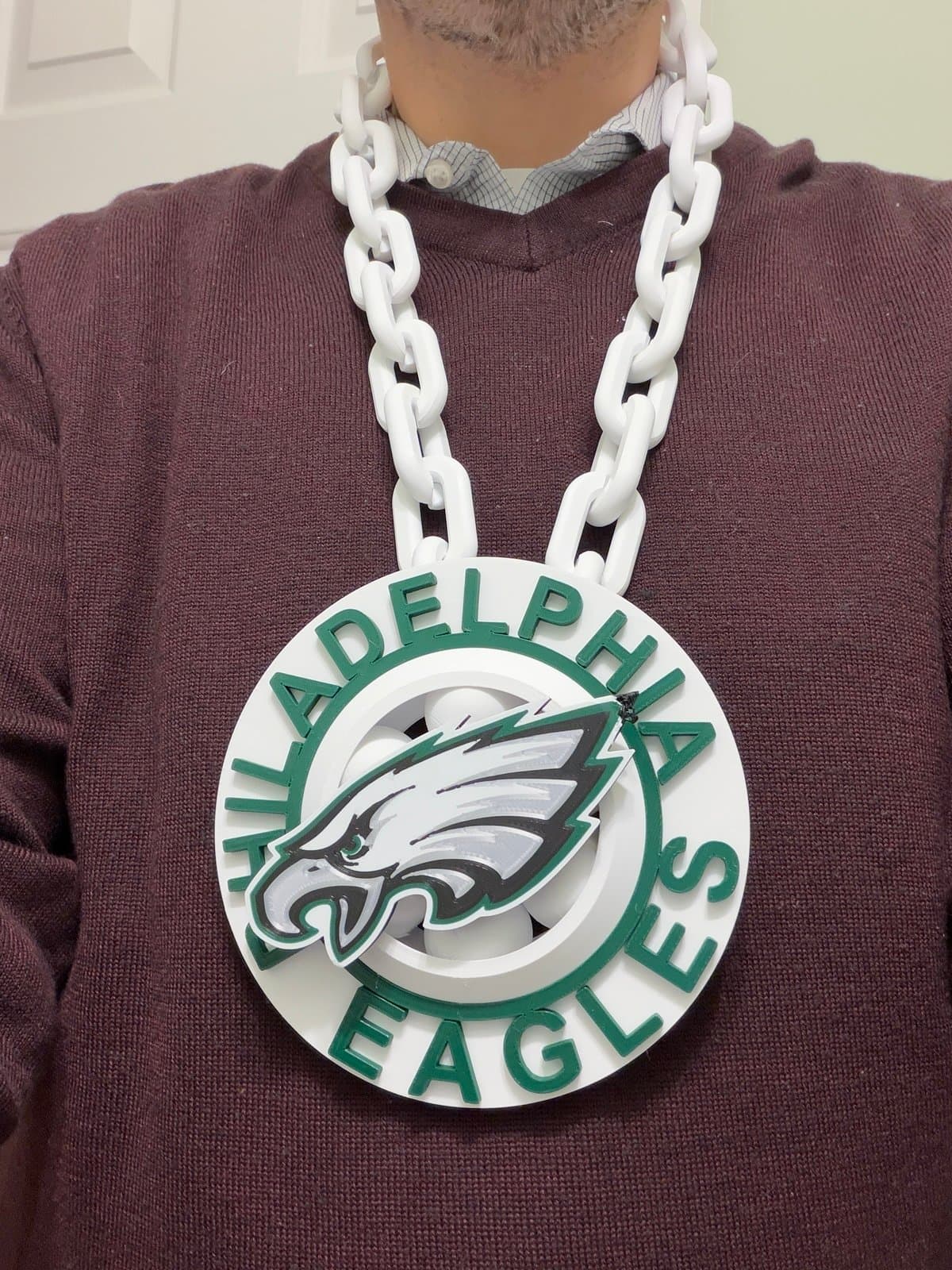 Philadelphia Eagles spinning hype fan chain necklace - Image 1