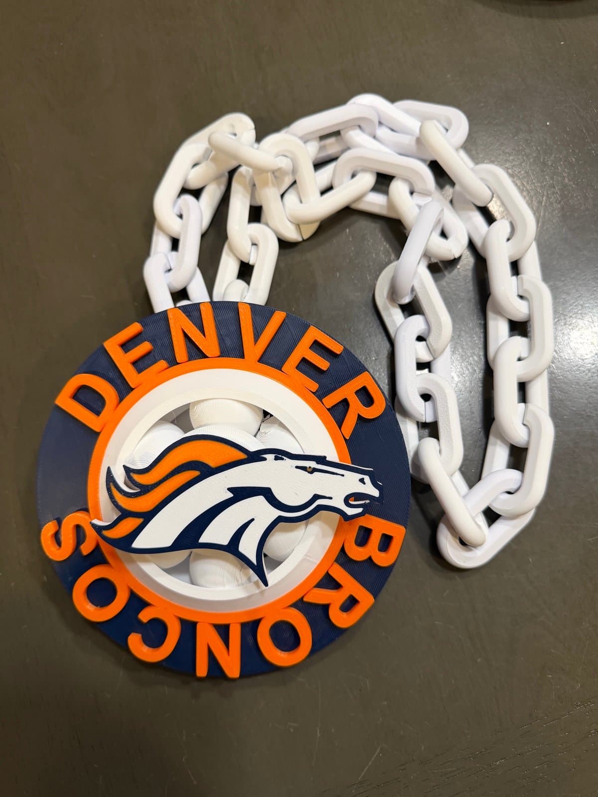 Denver Broncos Spinning hype fan chain necklace! It spins! - Image 1