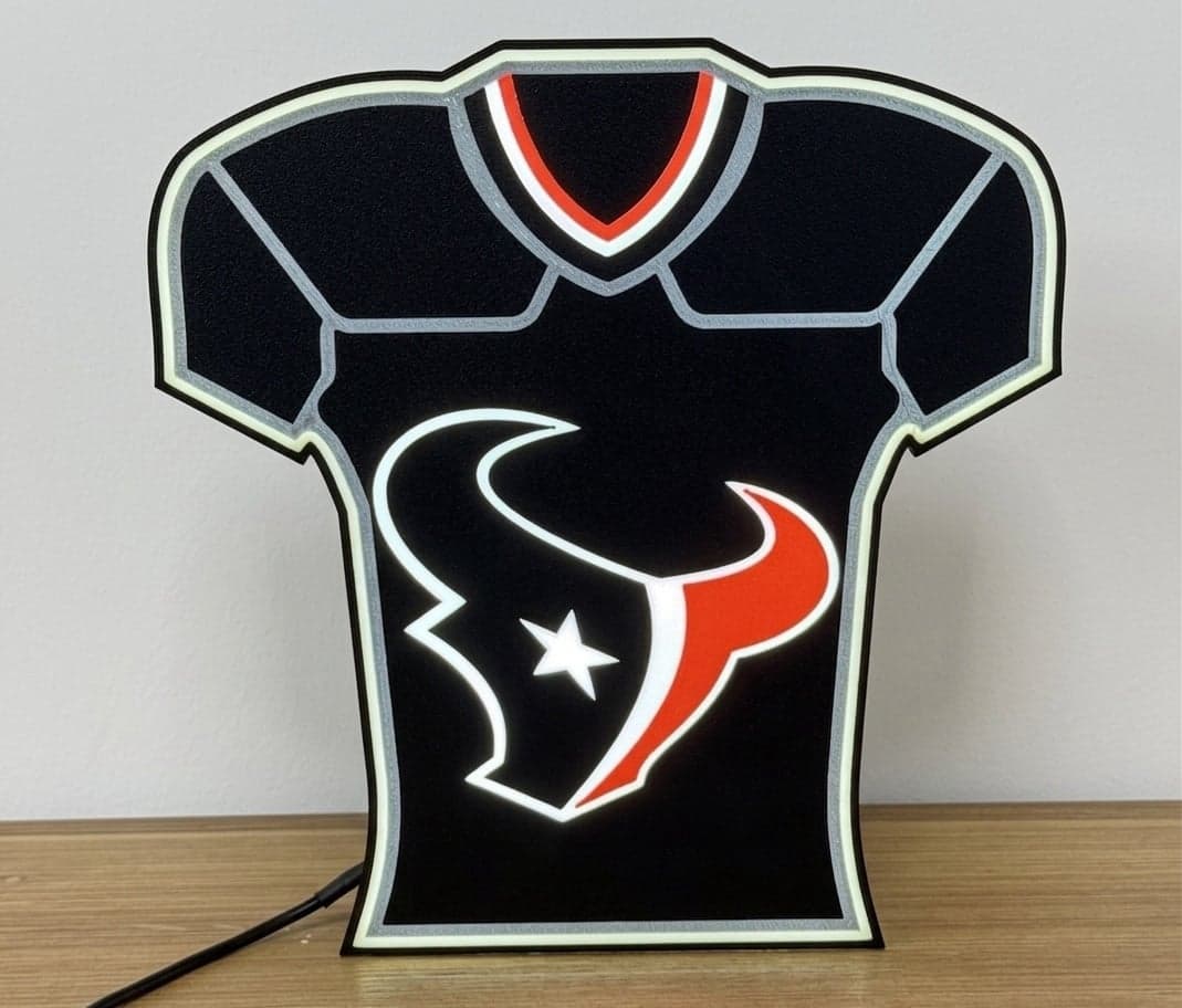 Houston Texans Jersey style LED light box! Great on a desk or shelf! - Image 1