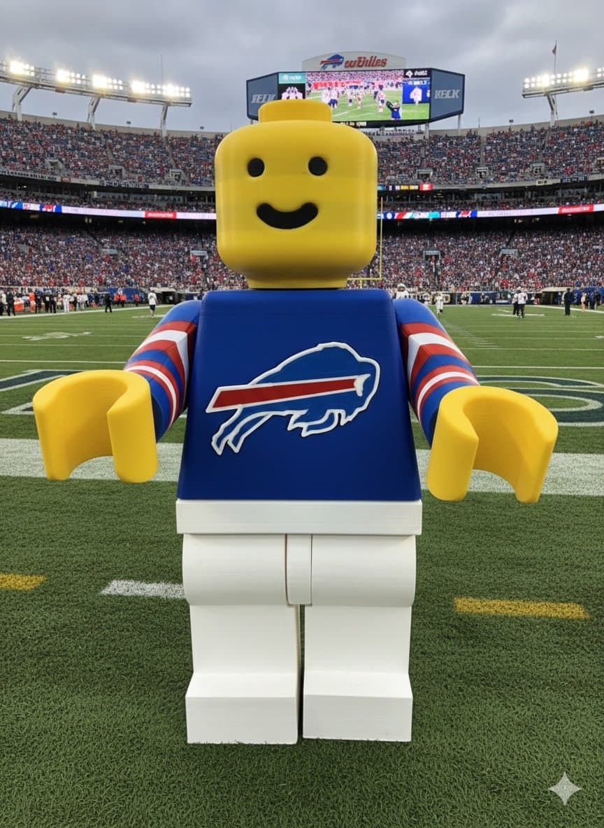 Buffalo Bills extra large brick man! 500x, 8 inches tall! Name your team! - Image 1