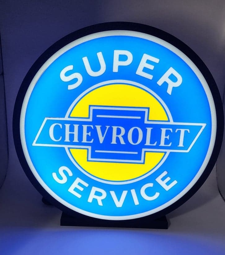 Vintage Chevy Service - Light Box - LED light strip included and installed - Image 1
