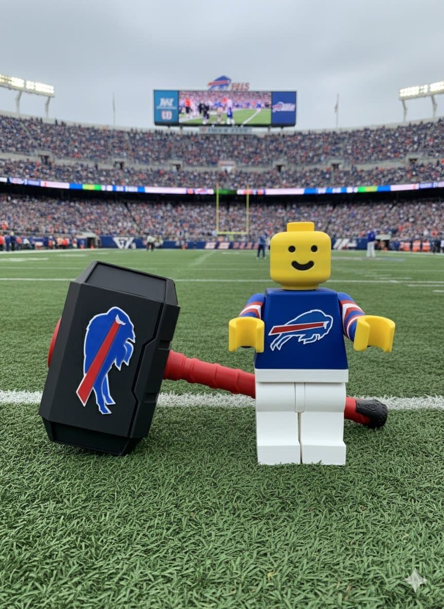 Buffalo Bills extra large brick man! 500x, 8 inches tall! Name your team! - Thumbnail 2