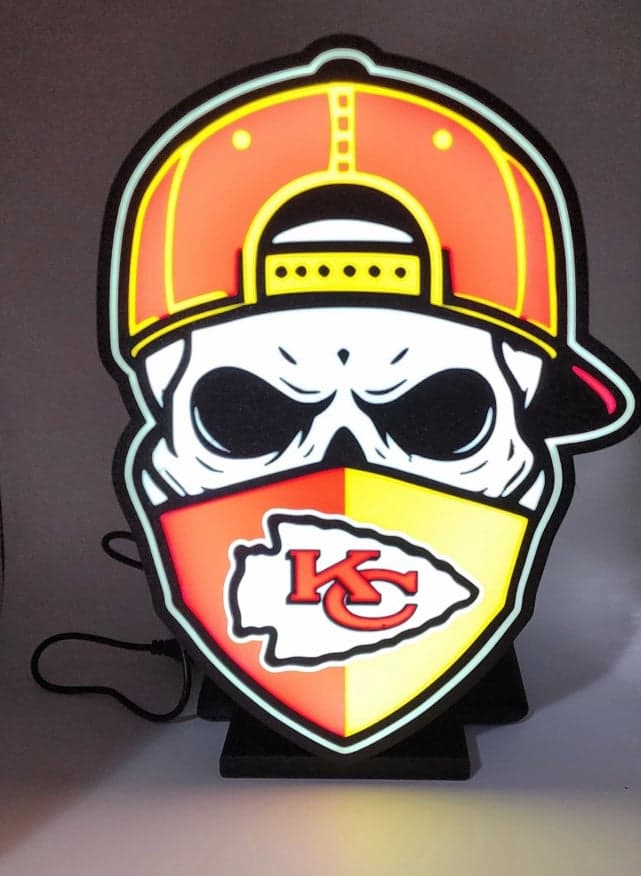 Kansas City Chiefs - Fan Till I Die - Light Box with LED lights installed - Image 1