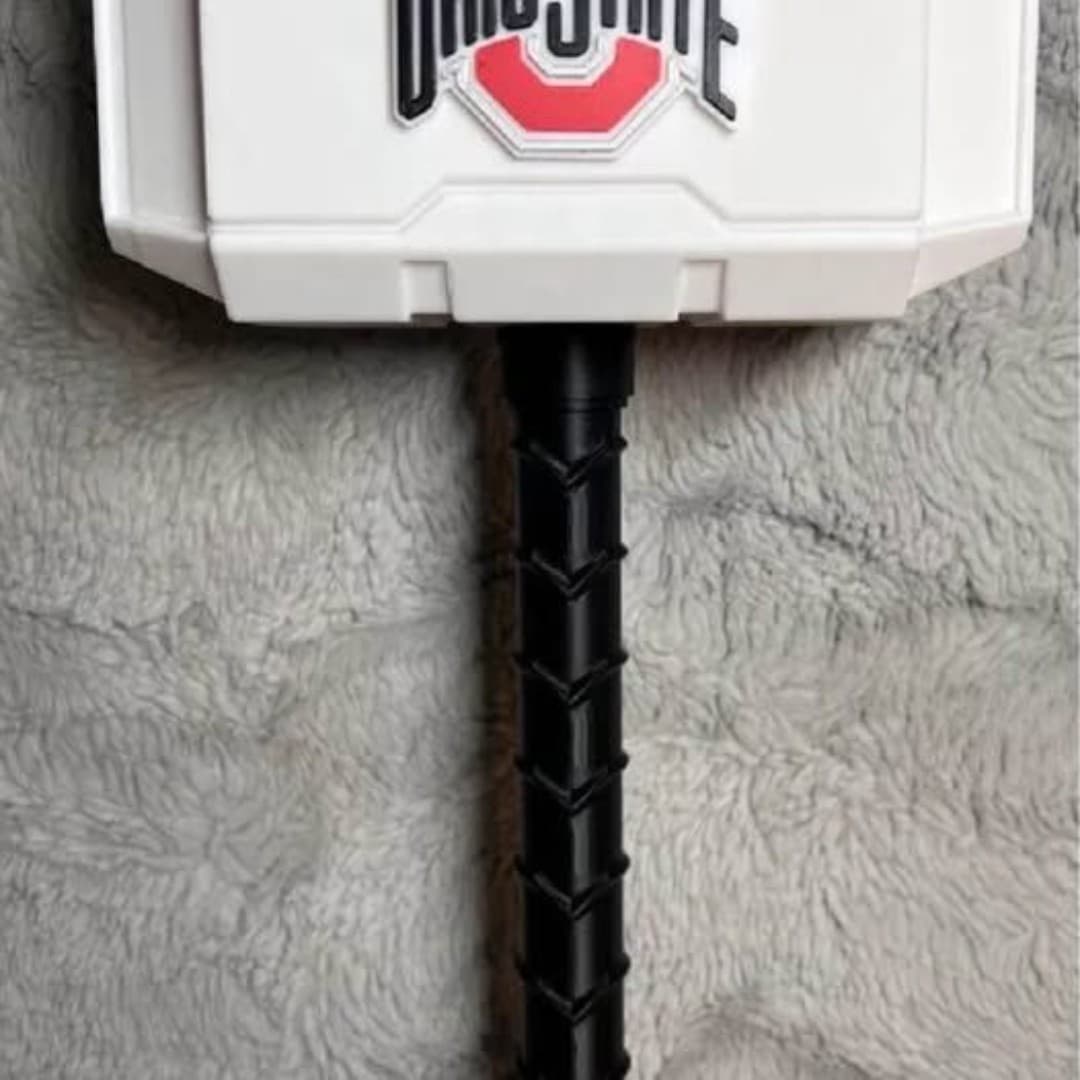 Ohio state themed Mjolnir Thor's Hammer - 3D Printed Fan Art - Image 1