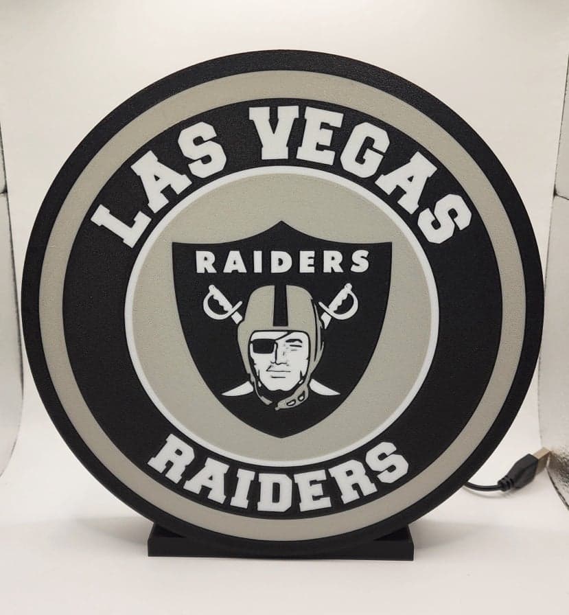 Las Vegas Raiders light box - usb powered 3D printed - wall mount or desk stand! - Image 1