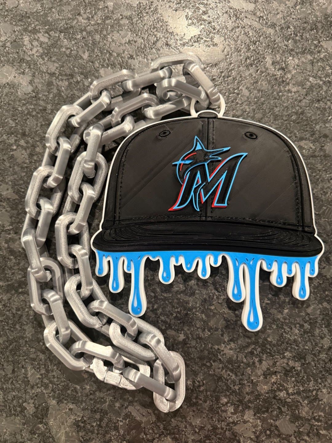 Miami Marlins Drip Baseball Cap Hype Chain necklace - Image 1
