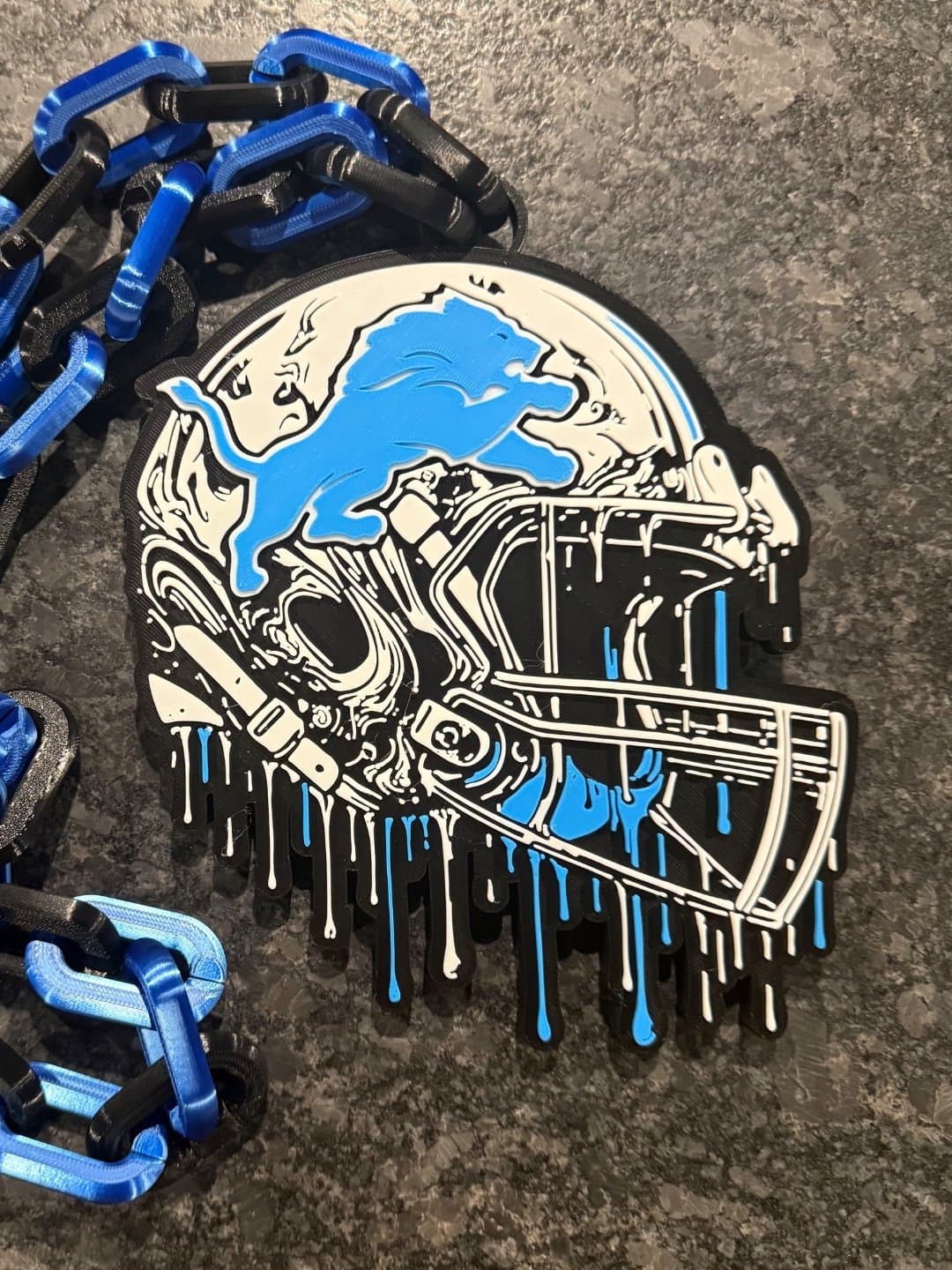 Detroit Lions Drip Style hype fan chain necklace! - Image 1