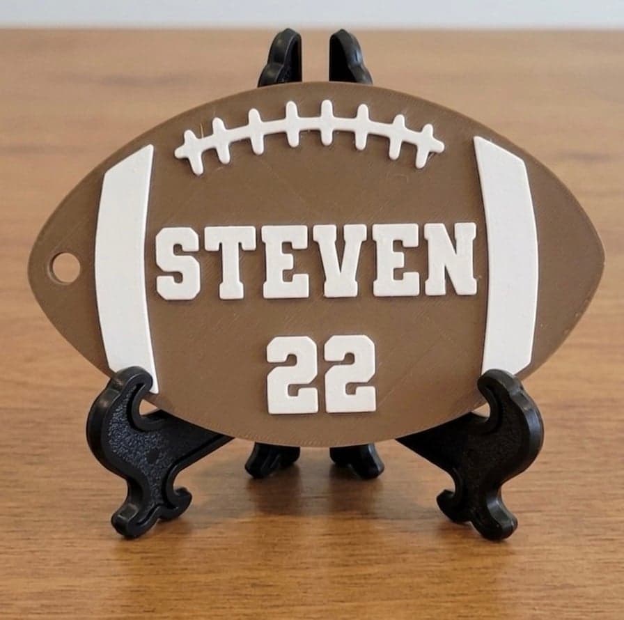 Customized football Keychain or Bag Tag - your name and number
