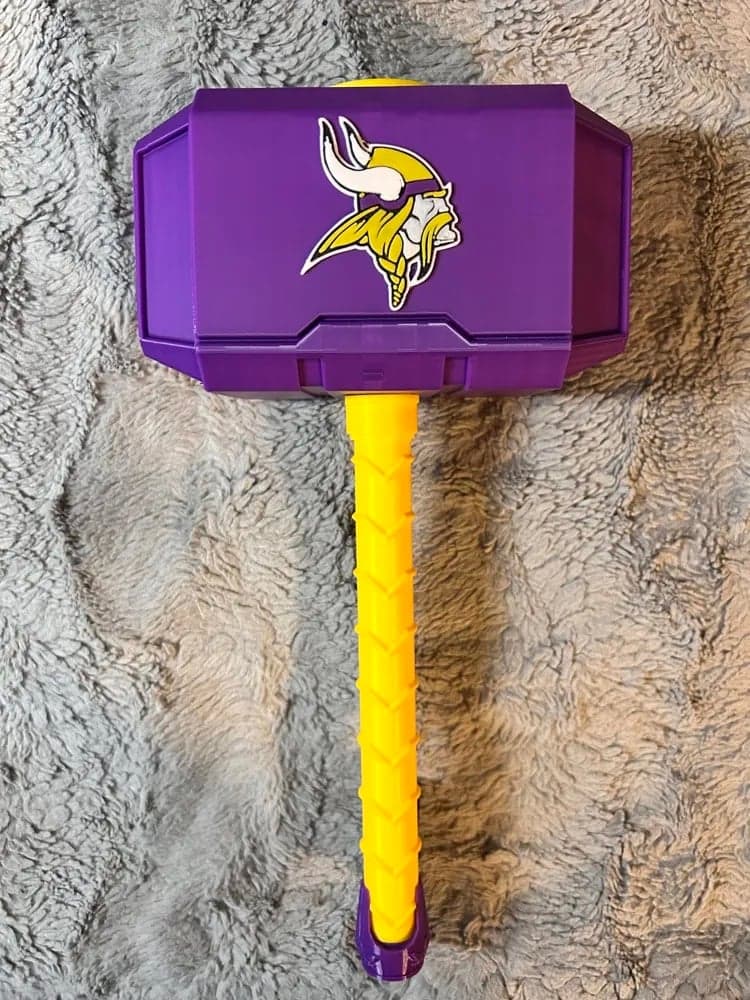 Minnesota Vikings inspired Thor hammer and rock stand! Unique fan item!