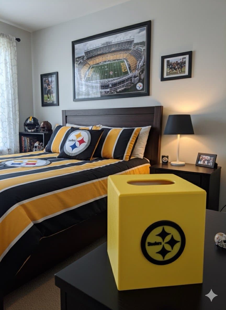 Pittsburgh Steelers small tissue box cover - custom made your choice of logo - Thumbnail 2