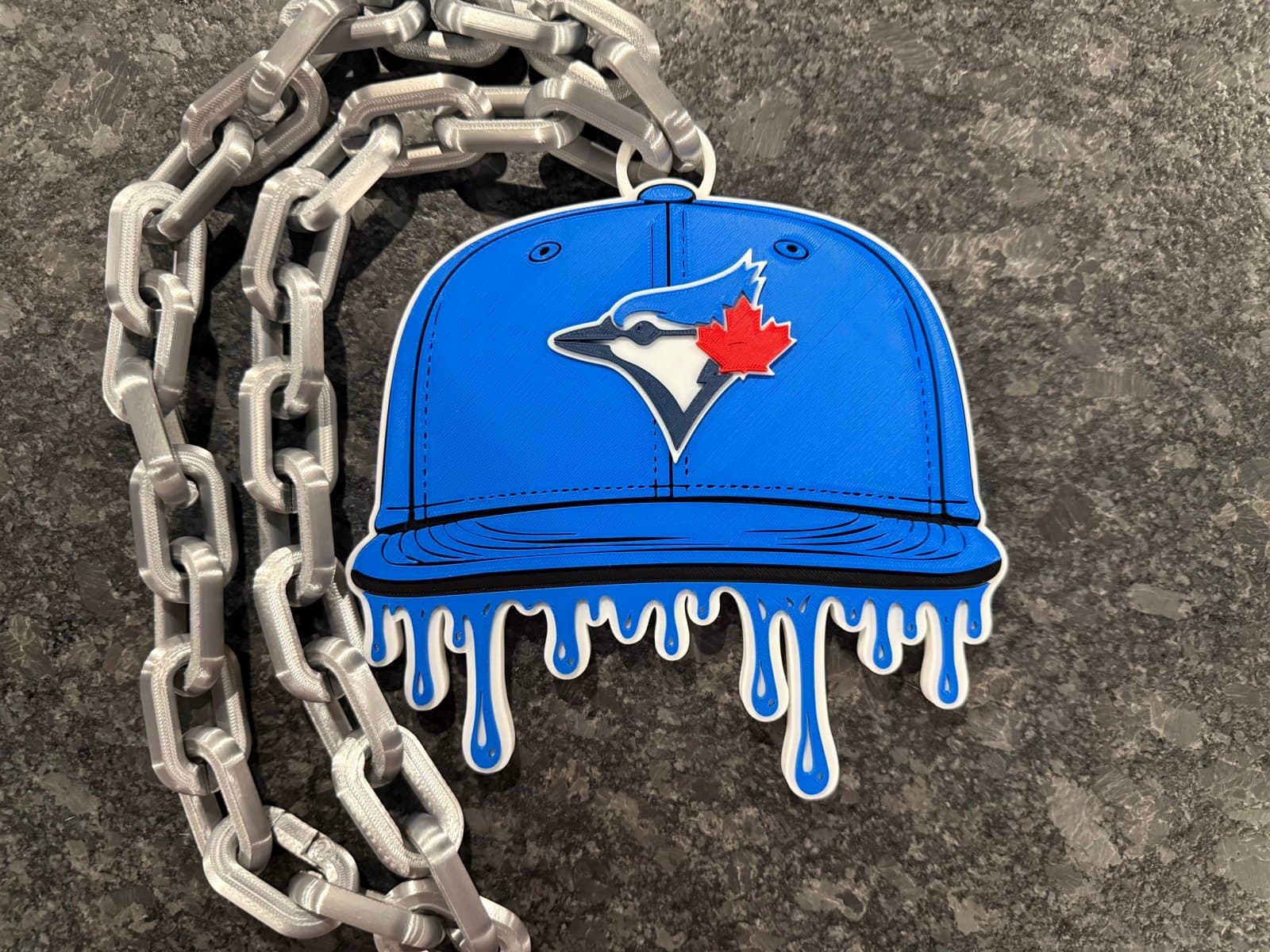 Toronto Blue Jays Drip Baseball Cap Hype Chain necklace. Unique fan item!