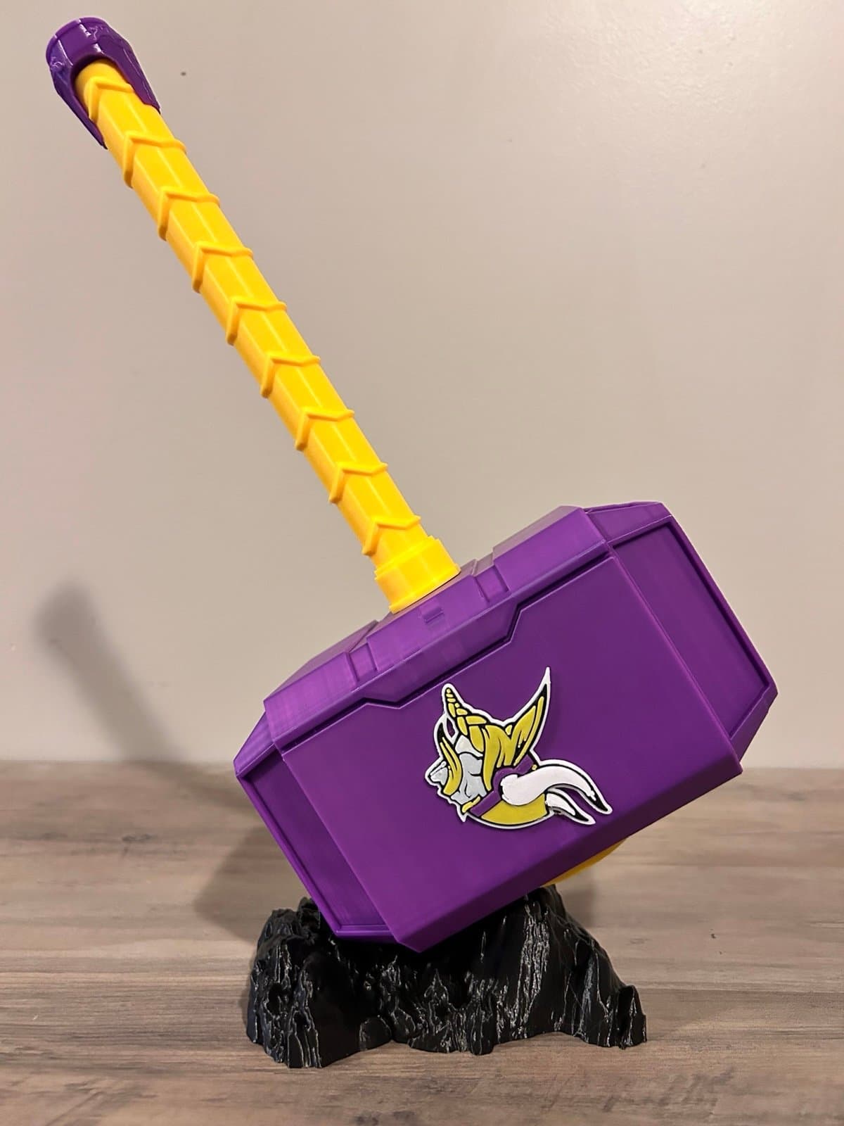 Minnesota Vikings inspired Thor hammer and rock stand! Unique fan item! - Thumbnail 2