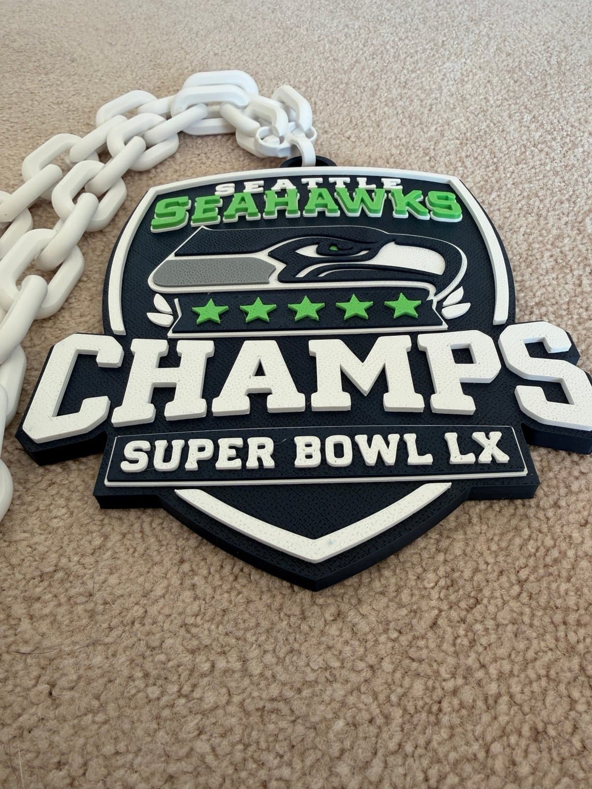 Seattle Seahawks Super Bowl LX champion hype fan chain necklace! Fan gift - Thumbnail 2