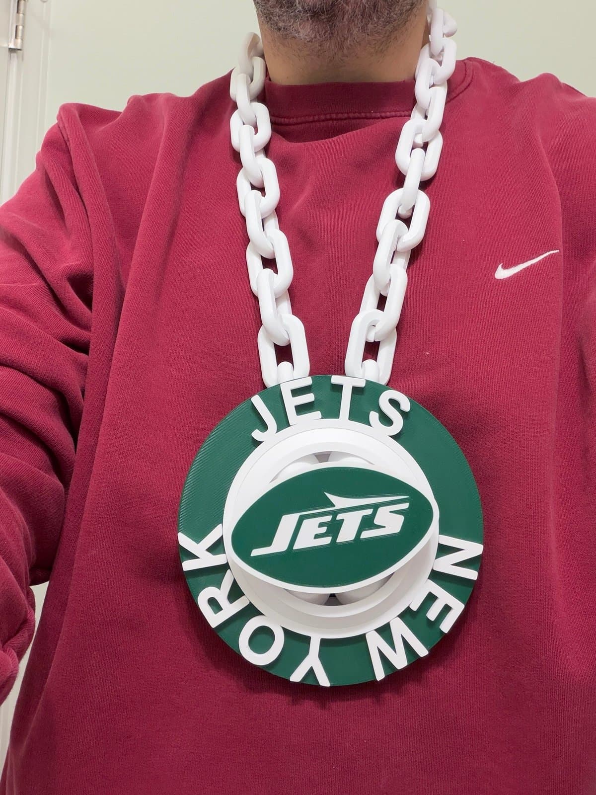 New York Jets spinning hype fan chain necklace
