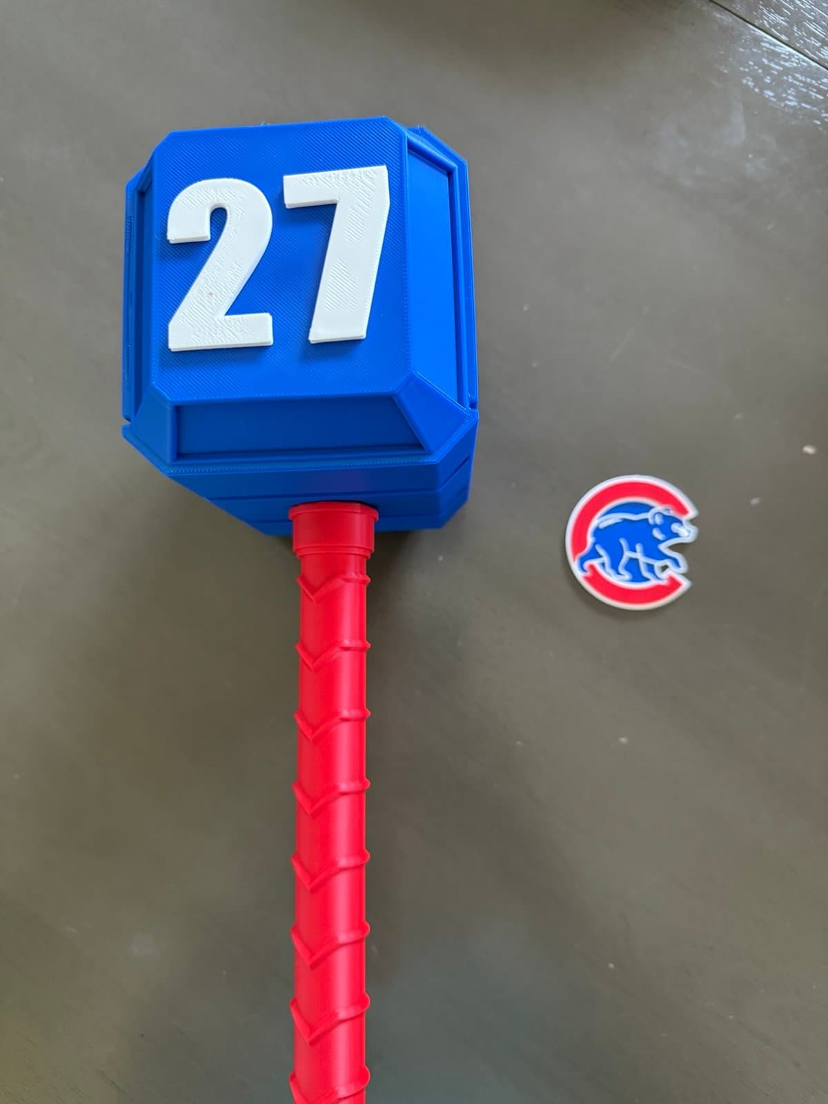 Suzuki Chicago Cubs themed Mjolnir Thor's Hammer - 3D Printed Fan Art - Thumbnail 2
