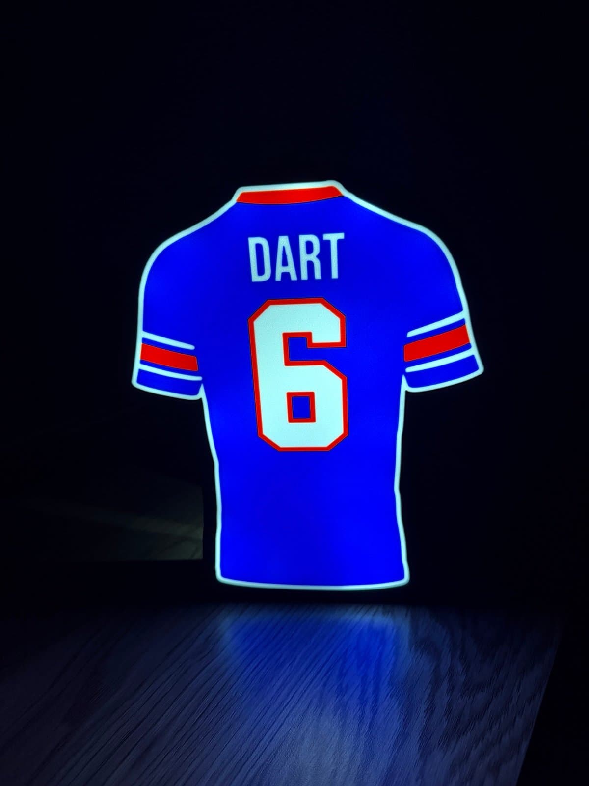 NY Giants quarterback Dart Jersey LED light box - desk stand or wall options