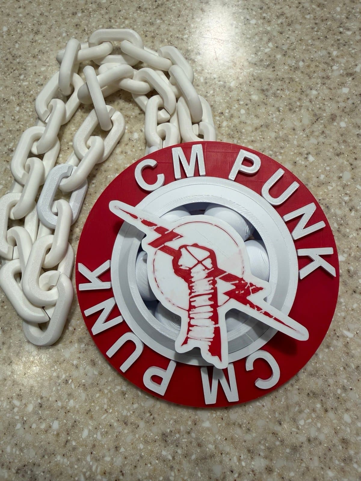 CM Punk WWE spinning hype fan chain necklace!