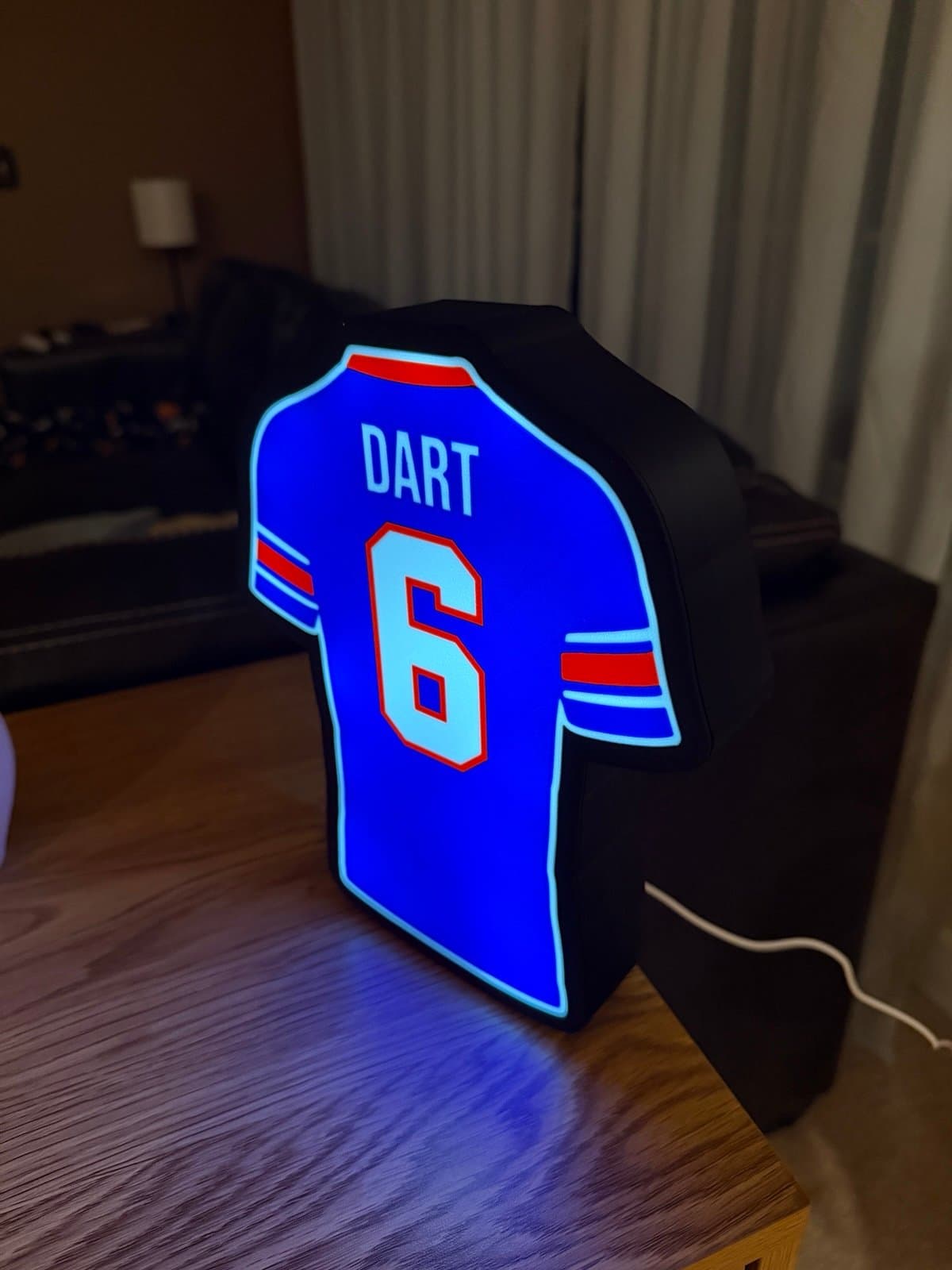 NY Giants quarterback Dart Jersey LED light box - desk stand or wall options - Thumbnail 3