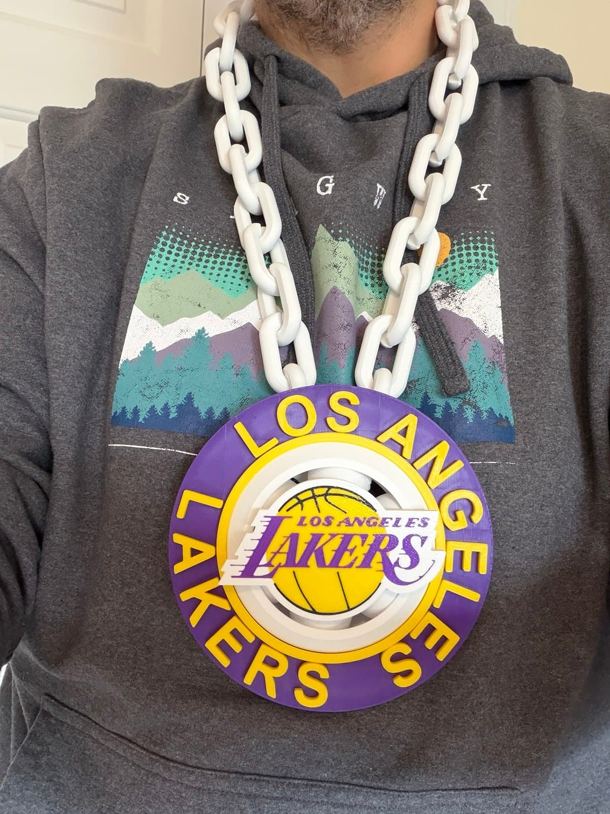 Los Angeles Lakers spinning hype fan chain necklace