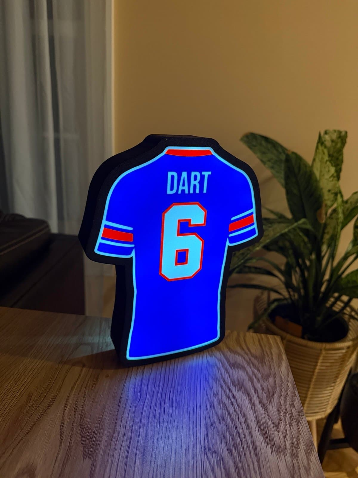 NY Giants quarterback Dart Jersey LED light box - desk stand or wall options - Thumbnail 2