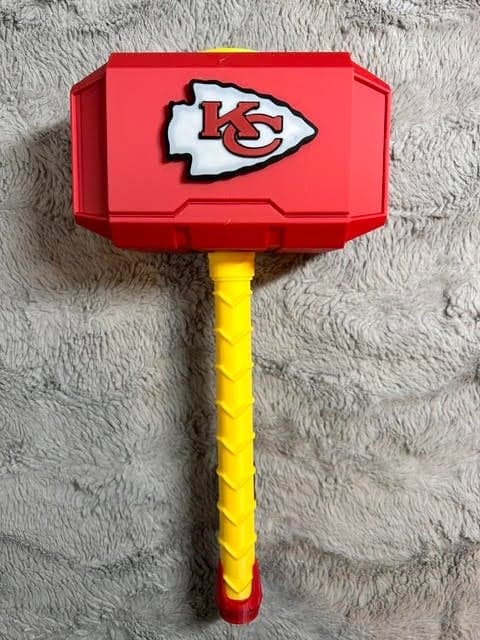 Kansas City Chiefs Mjolnir Thor's Hammer. 3D Printed Fan Art - gift idea!