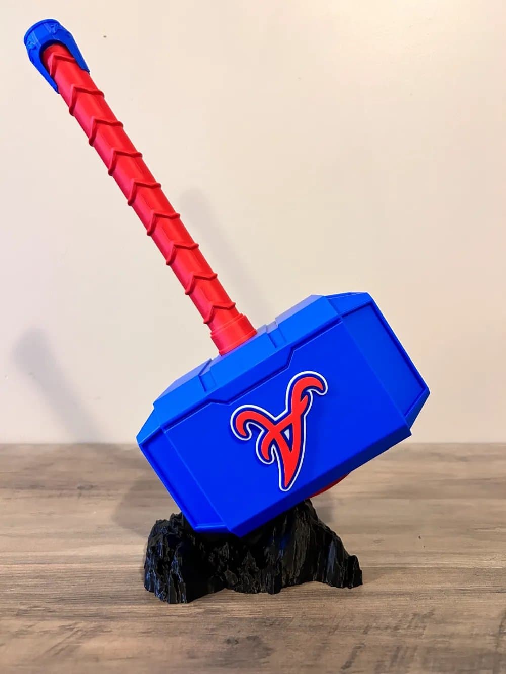 Atlanta Braves Thor inspired hammer and rock stand! Unique fan item - Thumbnail 2