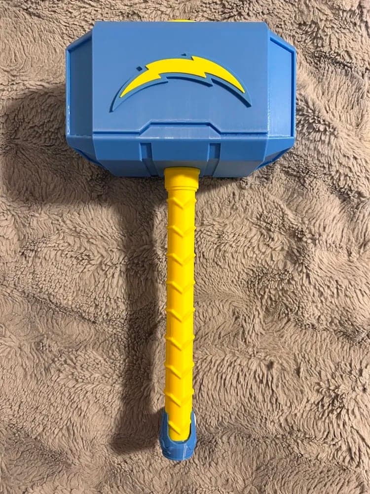 NFL Chargers Mjolnir Thor's Hammer - 3D Printed Fan Art