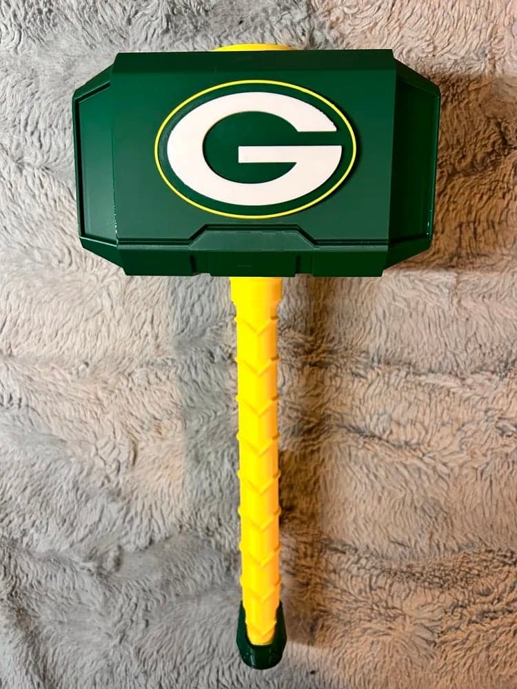 Green Bay Packers Thor Inspired hammer and rock stand! Unique fan item