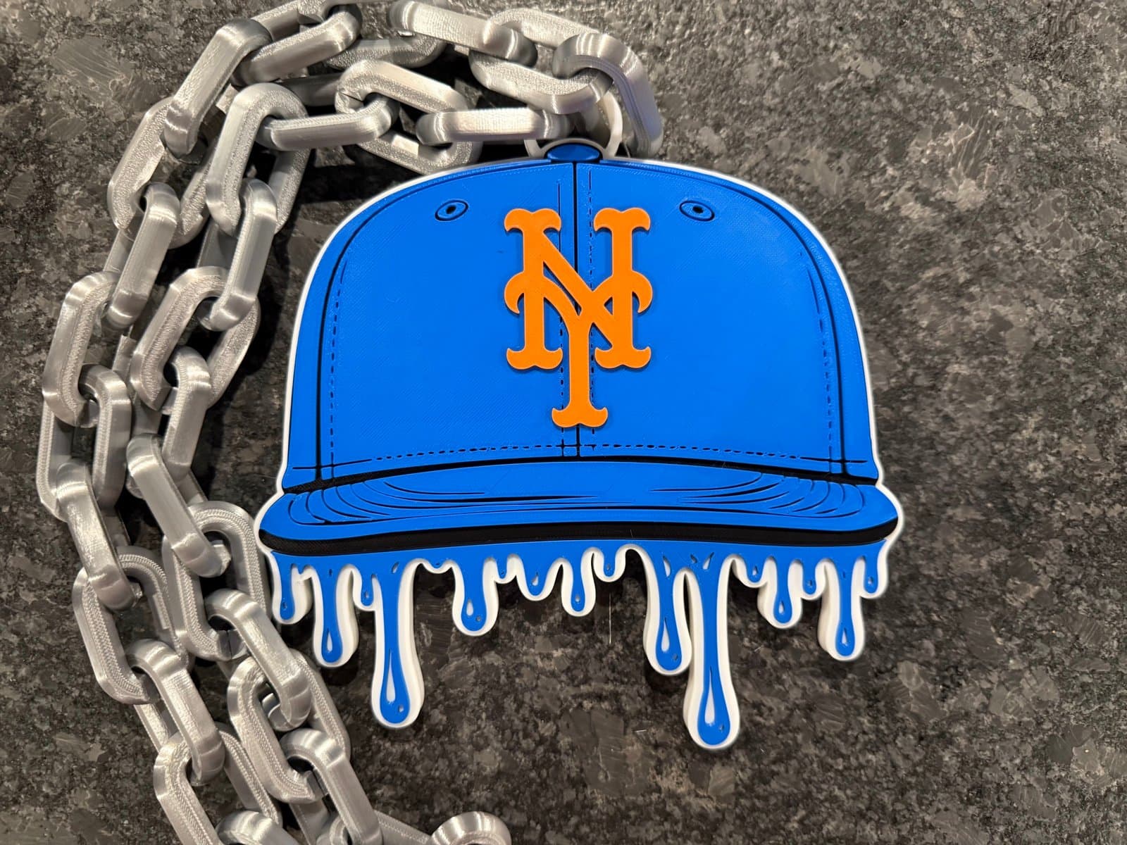 New York Mets Drip Baseball Cap Hype Chain necklace! Great fan item!
