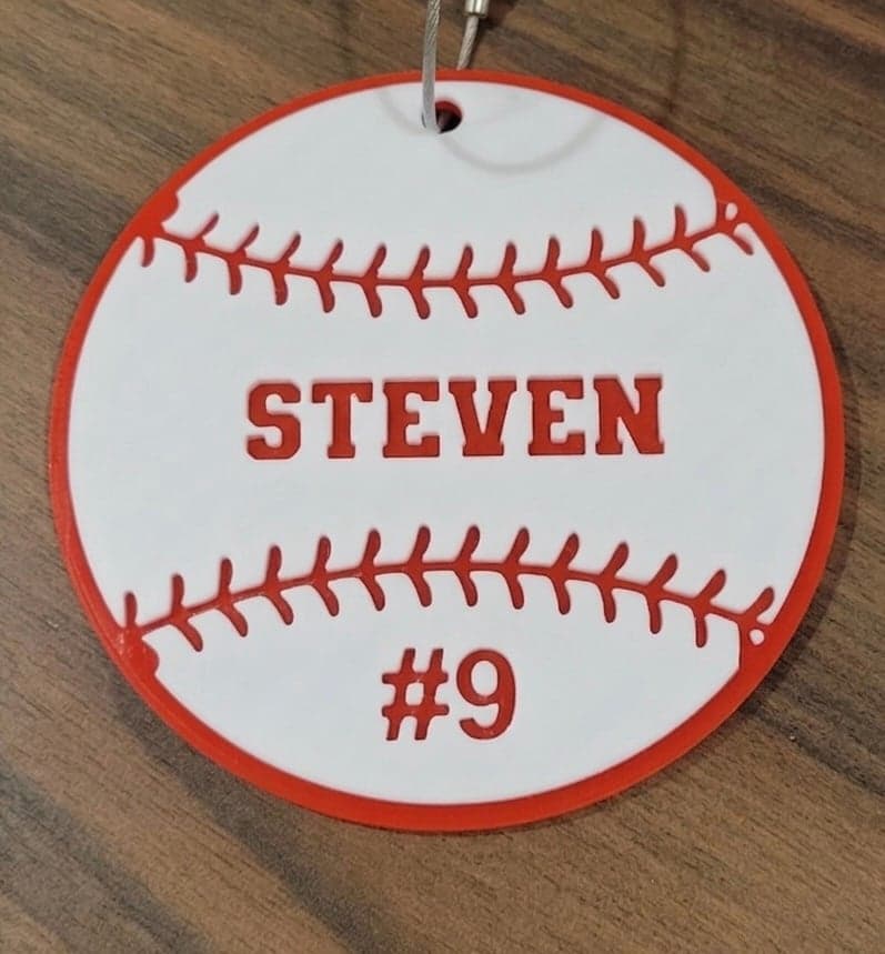 Customized Baseball Keychain or Bag Tag - your name and number