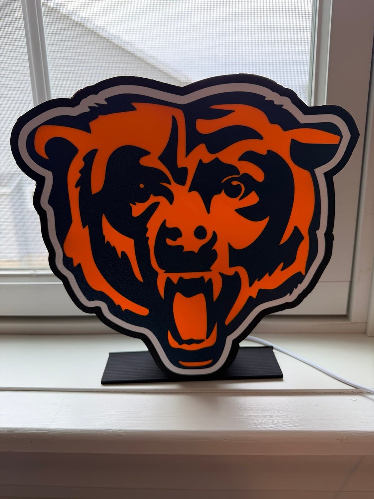 Chicago Bears light box - desk stand or wall mount options, LED lights installed