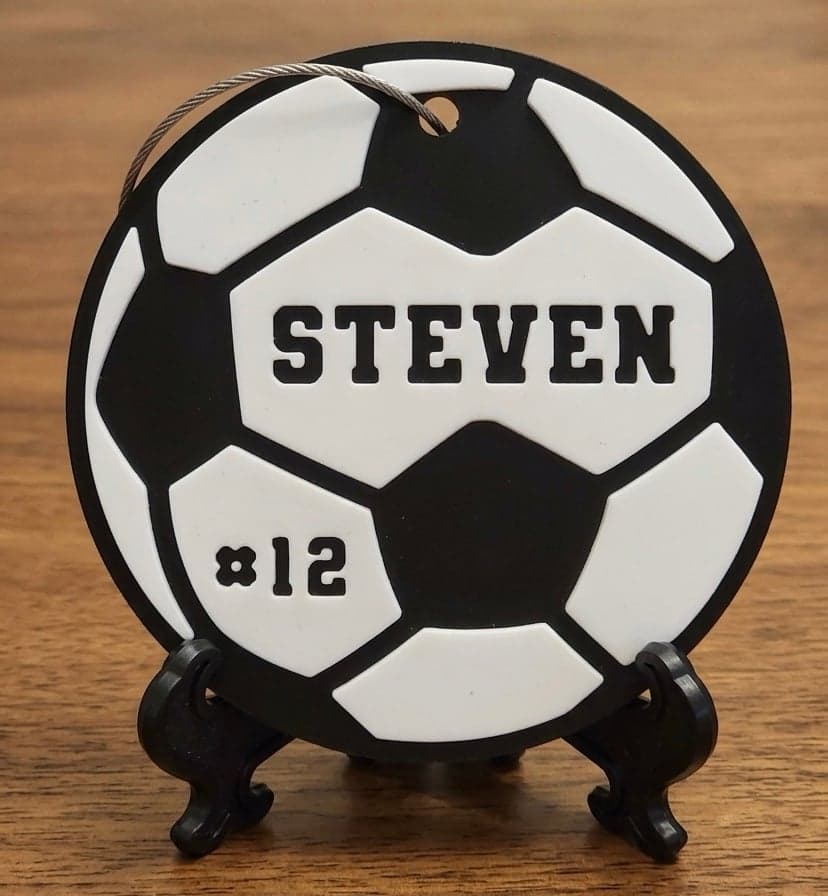 Customized soccer Keychain or Bag Tag - your name and number