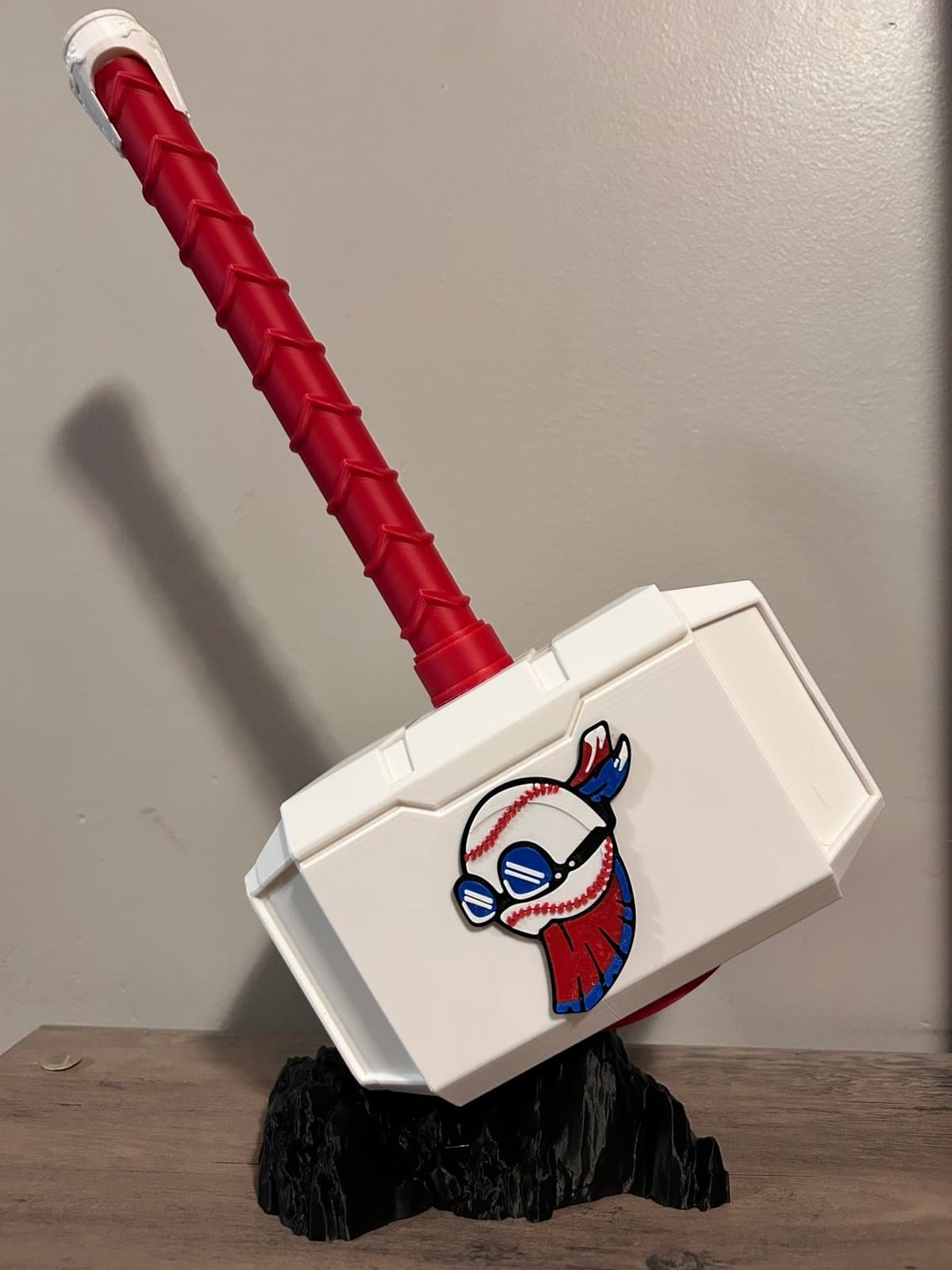 Major League movie themed Mjolnir Thor's Hammer and rock stand- 3D Printed - Thumbnail 2