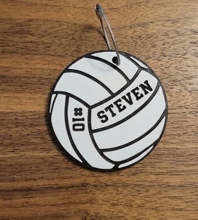 Customized volleyball Keychain or Bag Tag - your name and number