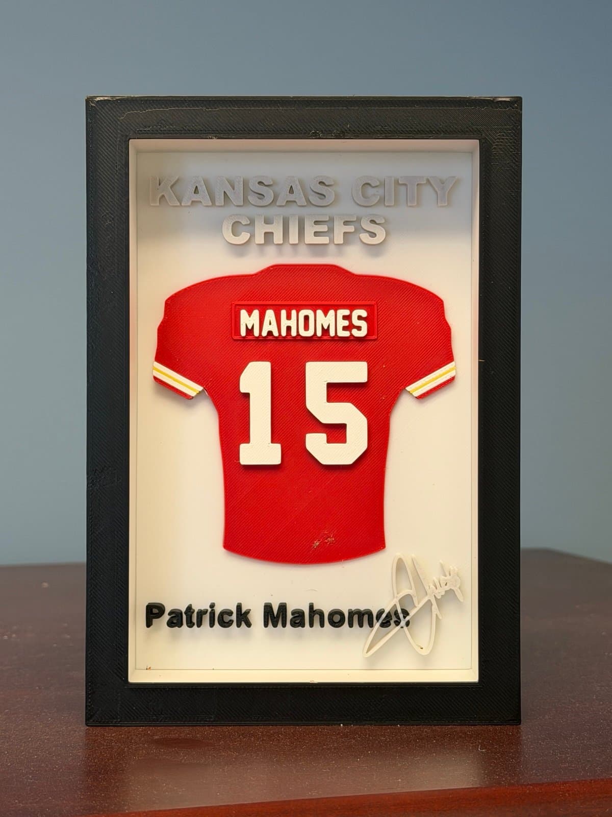 Patrick Mahomes Jersey frame - 3d printed - Kansas City Chiefs