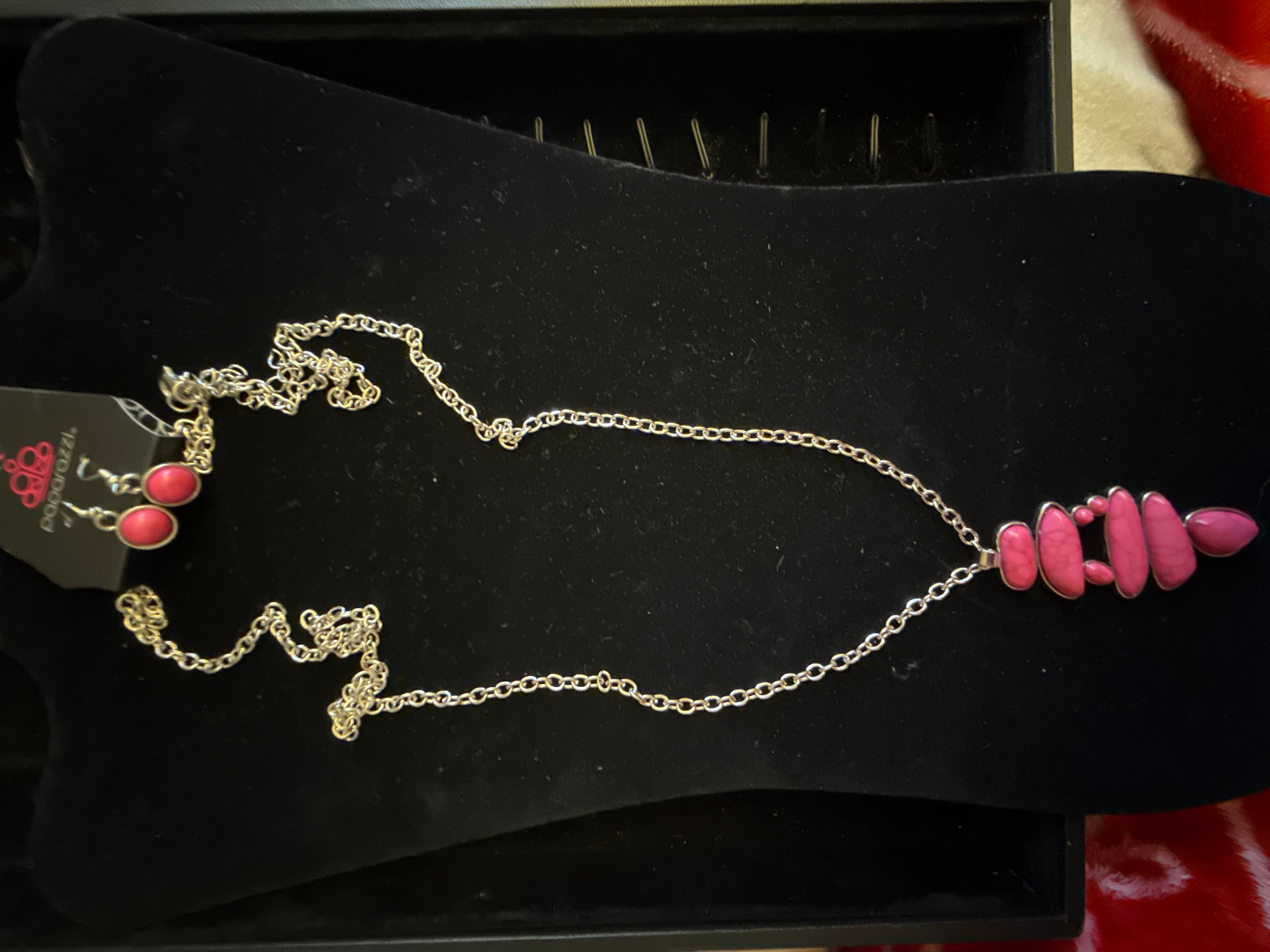 Paparazzi Pink Stone Necklace and Earring Set