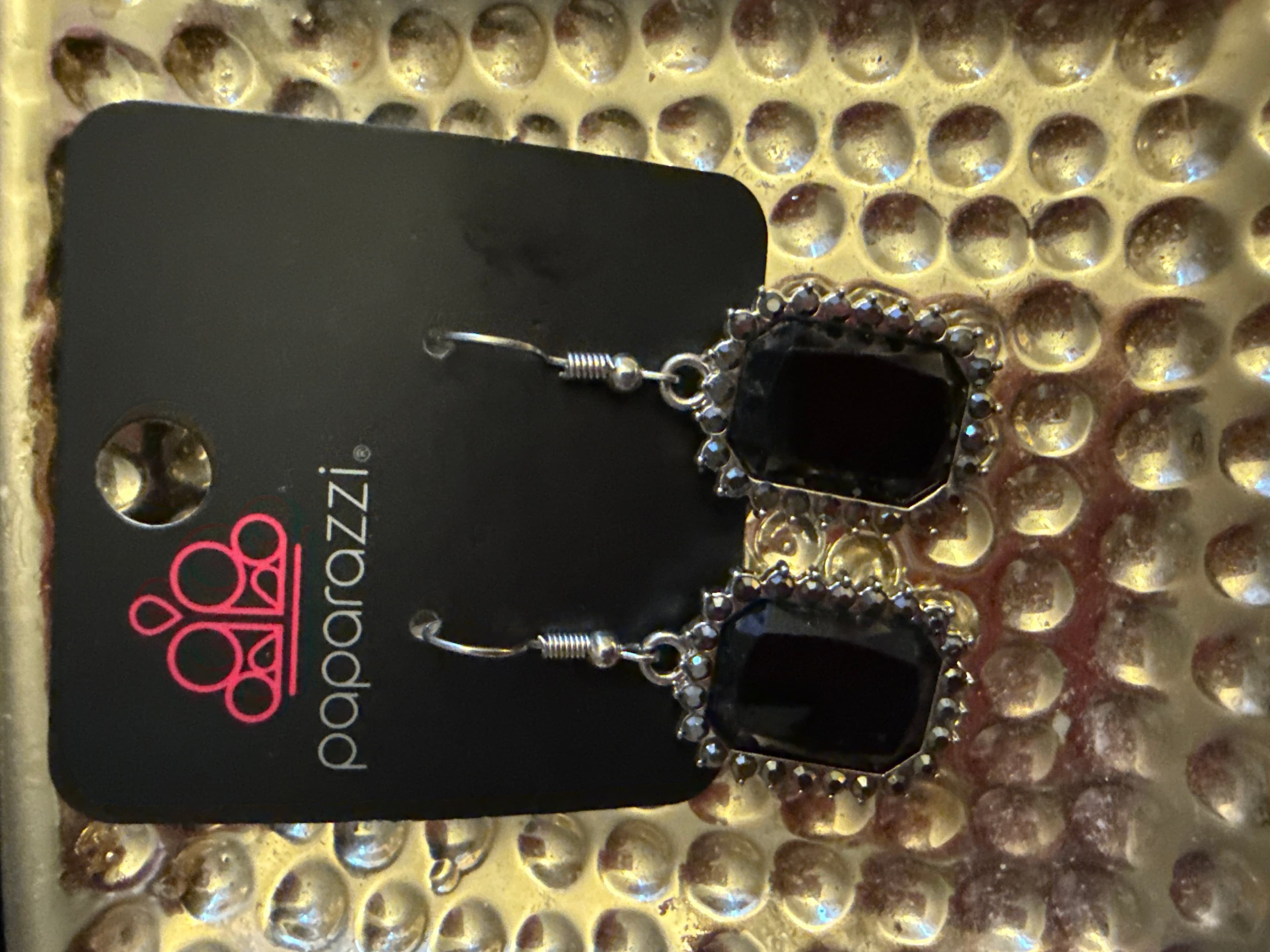 Paparazzi Black Gemstone Drop Earrings