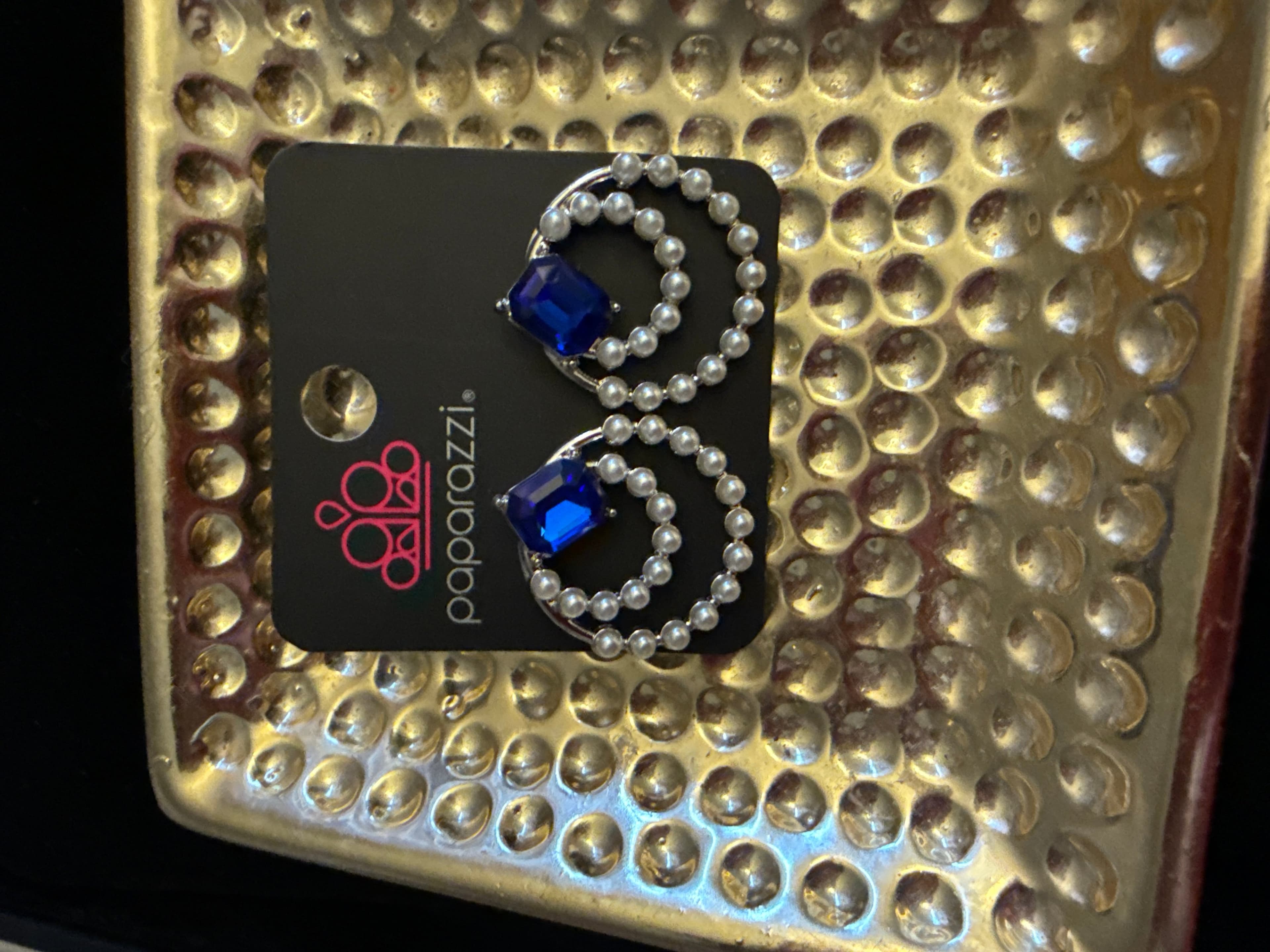 Paparazzi Blue Gem Pearl Hoop Earrings