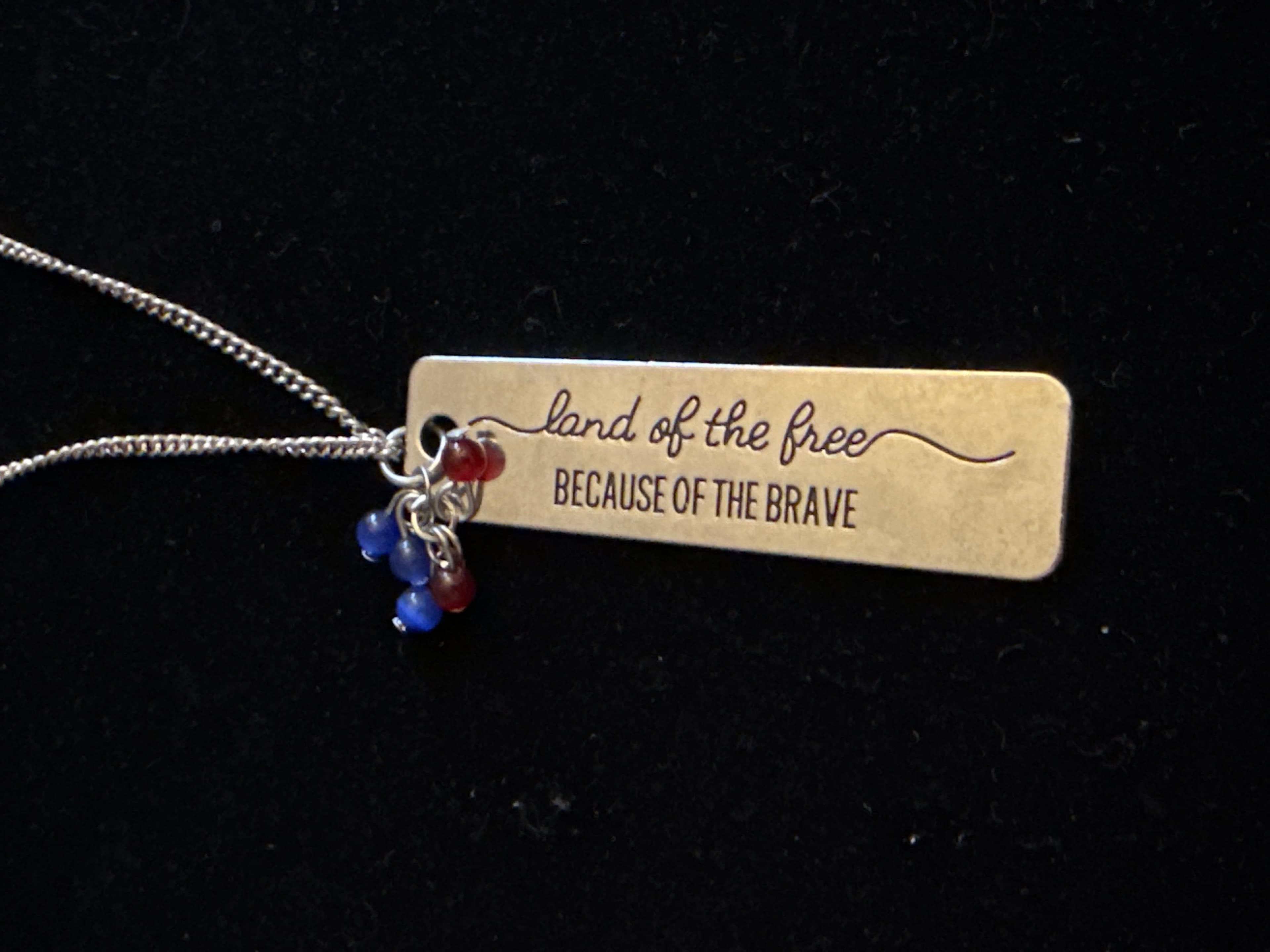 Silver Necklace with Engraved Pendant and Beads - Thumbnail 2