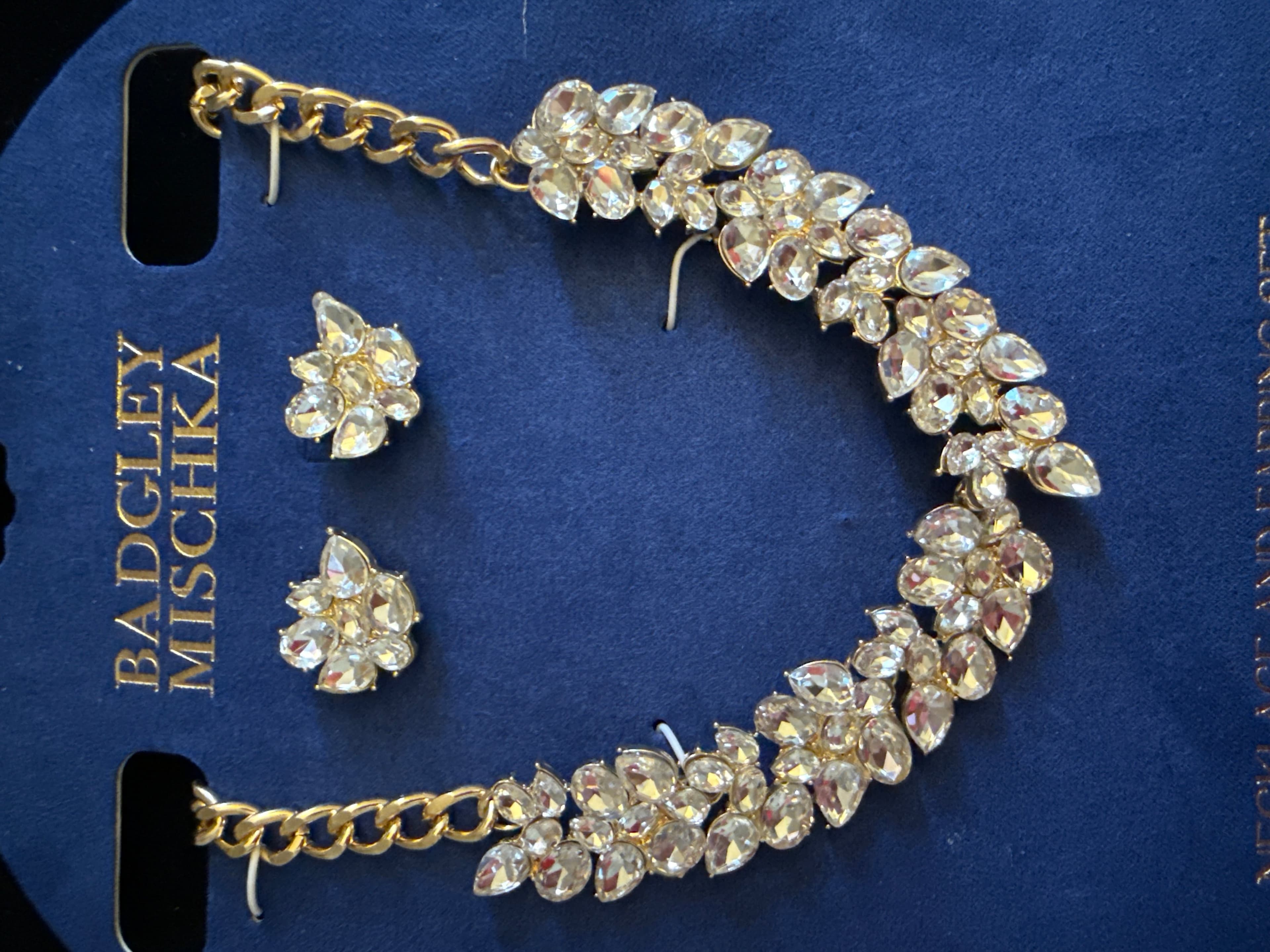 Badgley Mischka Crystal Necklace and Earrings Set