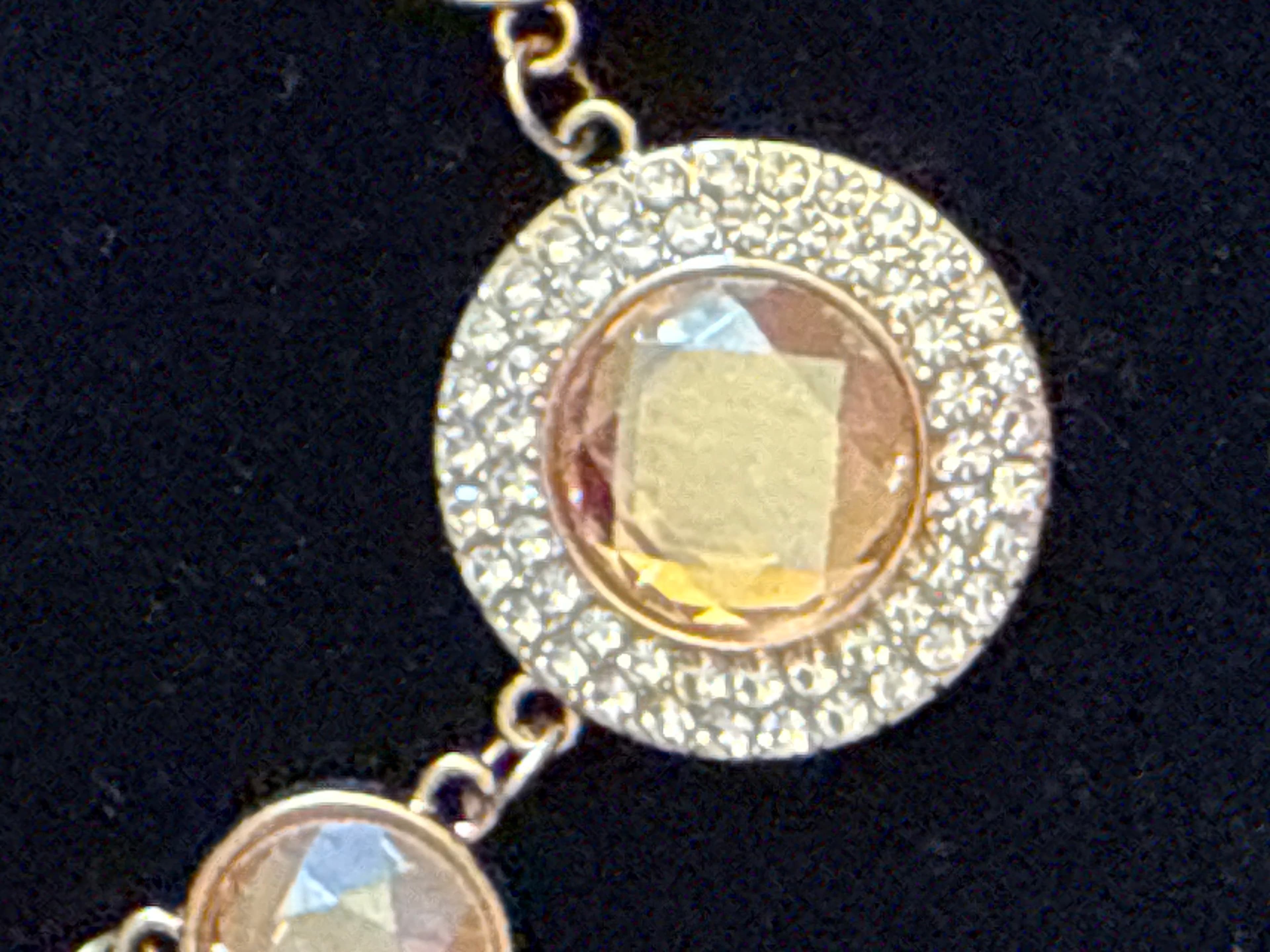 Gold-Tone Necklace with Amber-Colored Gemstones - Thumbnail 2