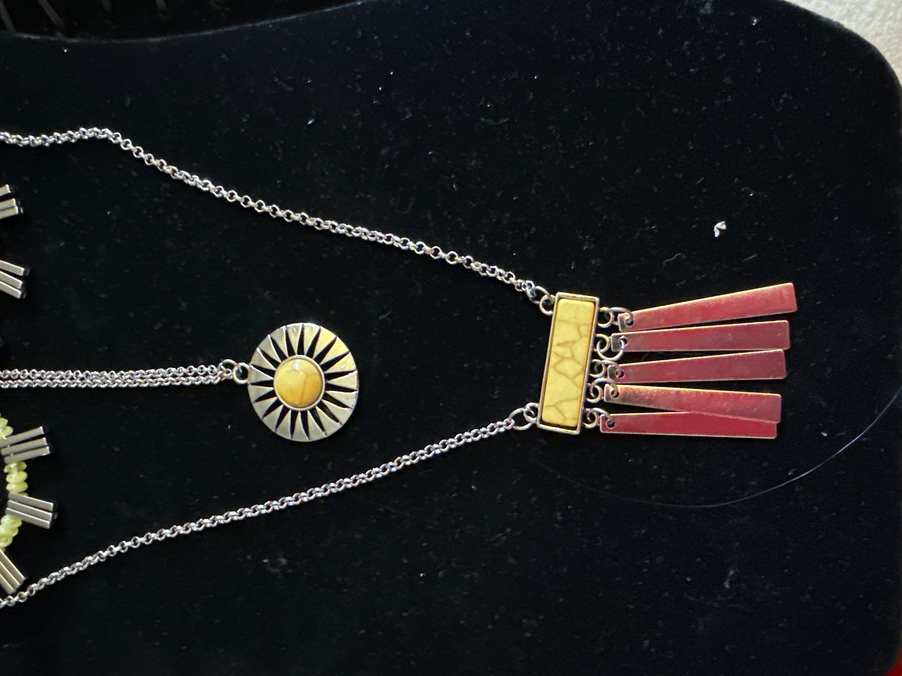Paparazzi Silver and Yellow Necklace and Earring Set - Thumbnail 2