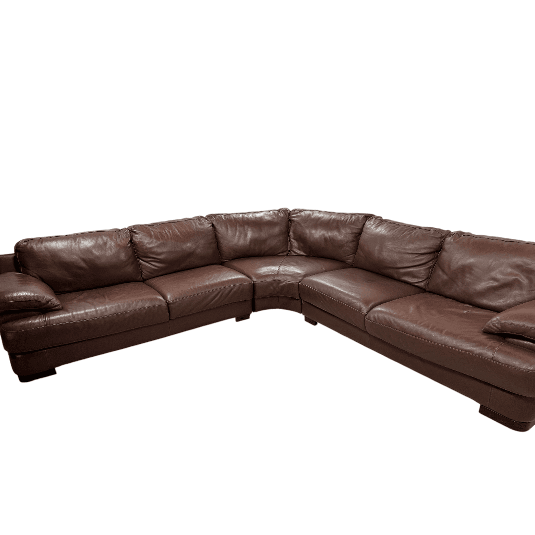 Chateau D’ Ax Brown Leather Sectional - Thumbnail 5