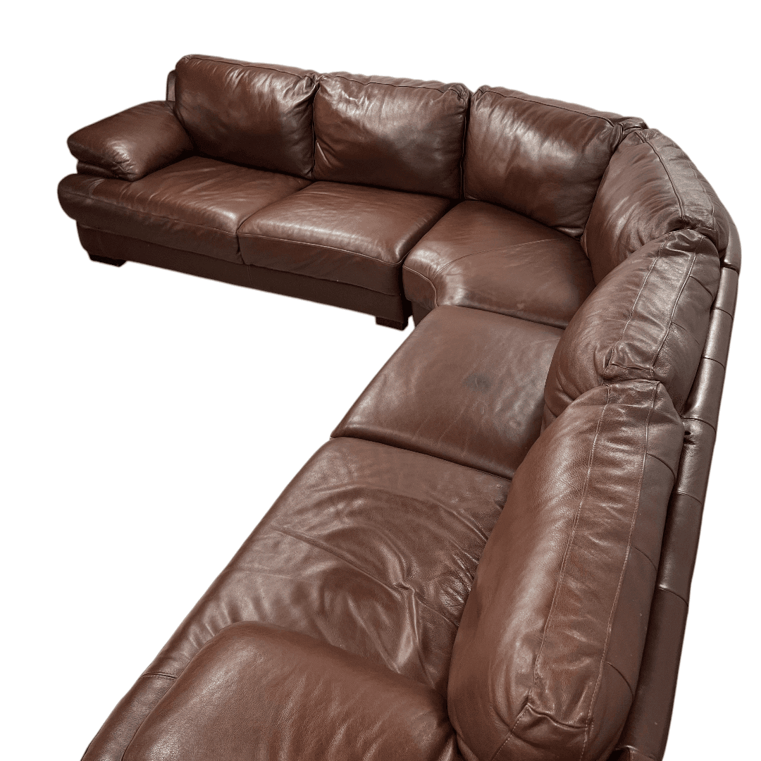 Chateau D’ Ax Brown Leather Sectional - Thumbnail 7